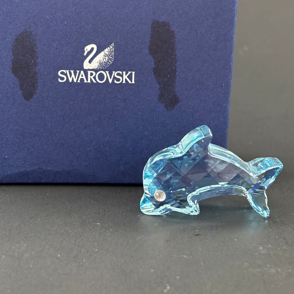 Swarovski Austrian Crystal Blue Dolphin Figurine 680506 Original Packaging